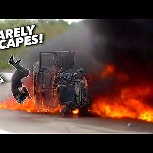 HUGE Wreck Ends in FIRE - Driver BARELY Escapes!