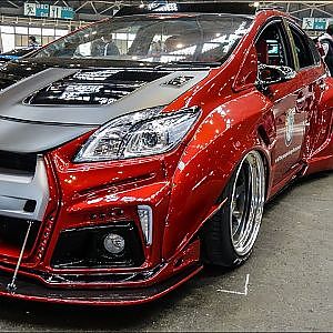 (4K)TOYOTA PRIUS muscle modified プリウスカスタム ブリスターフェンダー - NAGOYA AUTO TREND 2019