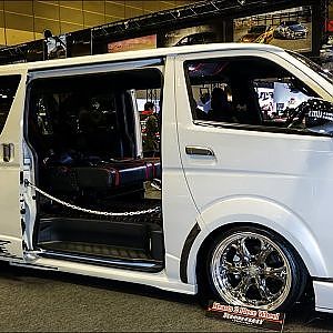 (4K)HEARTS TOYOTA HIACE 2019 modified ハーツ ハイエースカスタム エアロ - OSAKA AUTO MESSE 2019