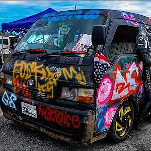 (HD)MADMAX style old VAN マッドマックス仕様のいかつい改造バン - SBM大阪2018