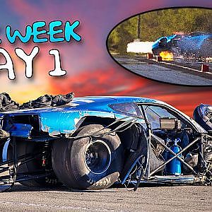 High speed rollover CRASH on the drag strip! | Sick Week Day 1