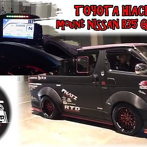 (4K)TOYOTA HIACE mount NISSAN R35 GT-R ENGINE GTRエンジン搭載のモンスター ハイエース - BANGKOK AUTO SALON 2018
